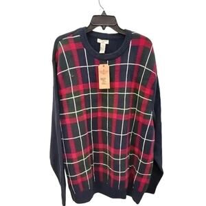 NWT Dockers Men's Cotton Plaid Tartan Knit Sweater -  M
